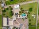 Aerial view of the property highlighting a large pool, solar panels, and a spacious backyard at 715 S Cactus Wren St, Gilbert, AZ 85296