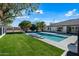 Inviting pool with spacious backyard and palm trees at 715 S Cactus Wren St, Gilbert, AZ 85296