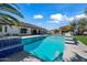 Luxury pool and spa area with modern tilework and landscaping at 715 S Cactus Wren St, Gilbert, AZ 85296