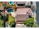 Aerial view of home with pool and landscaping in a residential neighborhood at 7893 S Stephanie Ln, Tempe, AZ 85284