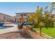 Landscaped backyard with pool and grassy area at 1684 E Coconino Dr, Chandler, AZ 85249