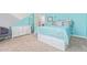 Relaxing bedroom with light teal walls and built-in storage at 1684 E Coconino Dr, Chandler, AZ 85249