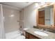 Clean bathroom with granite vanity and shower/tub combo at 200 E Southern Ave # 118, Tempe, AZ 85282