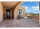 Covered patio with a bench and a view of the backyard at 20515 N 274Th Ln, Buckeye, AZ 85396