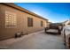 Private backyard with concrete patio and storage at 22331 N 80Th Ave, Peoria, AZ 85383