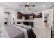 Main bedroom displaying cozy bed and well-equipped wet bar with television at 4813 S Quantum Way, Mesa, AZ 85212