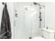 Clean bathroom with a walk-in shower and subway tile at 8631 E Jackrabbit Rd, Scottsdale, AZ 85250