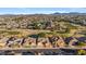 Aerial view showcasing the property's location and mountain views at 9758 E Meseto Ave, Mesa, AZ 85209