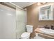 Bathroom with shower, toilet, and a vanity with sink at 3428 W Vogel Ave, Phoenix, AZ 85051