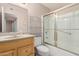 Bright bathroom with shower/tub combo and updated vanity at 10407 W Desert Forest Cir, Sun City, AZ 85351