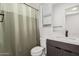 Small bathroom with a shower/tub combo and a modern vanity at 11054 E Utopia Ave, Mesa, AZ 85212