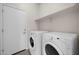 Laundry room with washer, dryer and overhead shelving at 22424 W La Pasada Blvd, Buckeye, AZ 85326