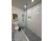 Modern shower with glass enclosure and subway tile at 2649 N Granite Reef Rd, Scottsdale, AZ 85257