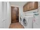 Laundry room with washer, dryer, and cabinets at 2889 E Tremaine Ave, Gilbert, AZ 85234