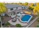 Aerial view of two story home with pool and landscaped backyard at 2921 S Martingale Rd, Gilbert, AZ 85295