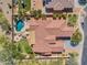 Aerial view of single story home with pool and landscaped yard at 4113 E Burnside Trl, Cave Creek, AZ 85331