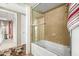 Modern bathroom with glass shower door and bathtub at 7167 E Rancho Vista Dr # 4011, Scottsdale, AZ 85251