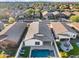 Aerial view of house, pool and backyard, in a residential neighborhood at 10808 W Cottontail Ln, Peoria, AZ 85383