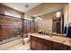 Bathroom with granite vanity and walk in shower at 16117 E Shooting Star Trl, Fountain Hills, AZ 85268