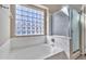 Bathroom with a bathtub, shower, and a window for natural light at 29864 N Desert Willow Blvd, San Tan Valley, AZ 85143