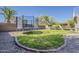 Manicured backyard with trampoline and gravel accents at 4275 E Amarillo Dr, San Tan Valley, AZ 85140