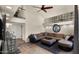 Living room with sectional sofa and high ceilings at 5012 E Blanche Dr, Scottsdale, AZ 85254
