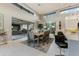 Elegant dining area with modern light fixture and view of the backyard at 14245 N Territory Trl, Fountain Hills, AZ 85268