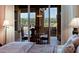 Bedroom with sliding doors showcasing a view of the pool and patio at 17716 E Silver Sage Ln, Rio Verde, AZ 85263