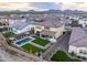 Aerial view of house with pool and backyard at 22034 N 59Th Pl, Phoenix, AZ 85054