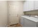 Laundry room with washer, dryer, and cabinets at 26637 W Irma Ln, Buckeye, AZ 85396