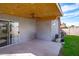 Covered patio with concrete flooring and ceiling fan at 8828 E Des Moines St, Mesa, AZ 85207