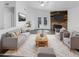 Bright living room with fireplace, wood accent wall, and comfy seating at 1433 E Kerry Ln, Phoenix, AZ 85024