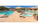 Resort-style pool and spa with mountain views at 6307 S Palo Blanco Dr, Gold Canyon, AZ 85118