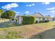 Backyard with lush grass and an orange tree next to the house at 9802 N Balboa Dr, Sun City, AZ 85351