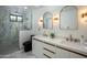 Modern bathroom with double vanity and walk-in shower at 8443 E Bonita Dr, Scottsdale, AZ 85250