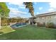 Resort-style backyard with a sparkling pool, waterfall, and lush landscaping at 3105 N 21St St, Phoenix, AZ 85016