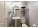 Small bathroom with pedestal sink, toilet and decorative shelf at 7019 W Mcmahon Way, Peoria, AZ 85345