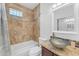 Clean bathroom with tub, shower, vessel sink, and granite countertop at 900 S 94Th St # 1066, Chandler, AZ 85224