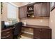 Built-in home office with custom wood cabinets, drawers, and workspace at 12935 W Lone Tree Trl, Peoria, AZ 85383