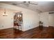 Spacious living area with hardwood floors and kitchen views at 2157 W Mulberry Dr, Phoenix, AZ 85015