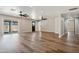 Open concept living area with hardwood floors, and sliding doors to pool at 2928 E Cortez St, Phoenix, AZ 85028
