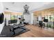 Home gym with equipment and hardwood floors at 6933 E 1St St # B, Scottsdale, AZ 85251