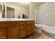 Clean bathroom with double vanity and shower at 1918 E Saratoga St, Gilbert, AZ 85296