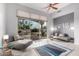 Relaxing Gathering room featuring sliding glass doors leading to a backyard oasis at 20546 N 83Rd Pl, Scottsdale, AZ 85255