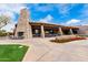 Outdoor patio area with fireplace and seating at 20546 N 83Rd Pl, Scottsdale, AZ 85255