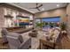 Spacious living room features a fireplace, large TV, and sliding doors to the backyard at 28219 N Needle Rock Ct, Rio Verde, AZ 85263