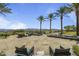 Outdoor lounge area with mountain views and water features at 28219 N Needle Rock Ct, Rio Verde, AZ 85263