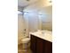 Bathroom with shower, tub, double vanity, and toilet at 36285 N Mirandesa Dr, San Tan Valley, AZ 85143