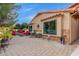 Spacious patio with a water feature and seating area at 5402 E Paradise Ln, Scottsdale, AZ 85254