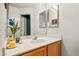 Simple bathroom with vanity, mirror, and decorative accents at 6751 N 77Th Dr, Glendale, AZ 85303